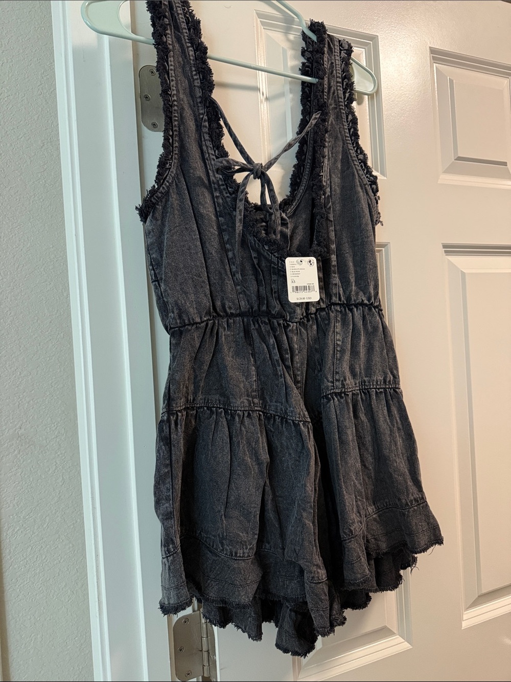 NWT Free People Washed Black Denim Romper - Picture 2 of 2
